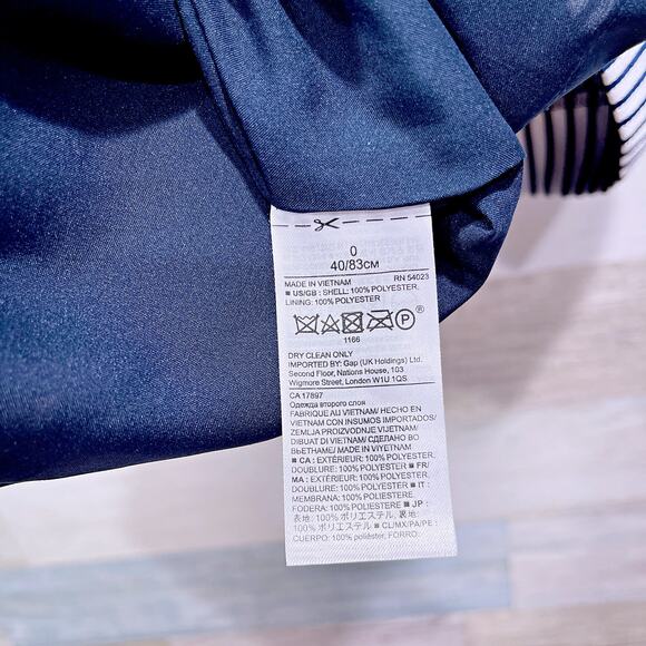 Banana Republic Double Bow Tafetta Shift Dress Navy White Stripe Womens 0 - Picture 9 of 9